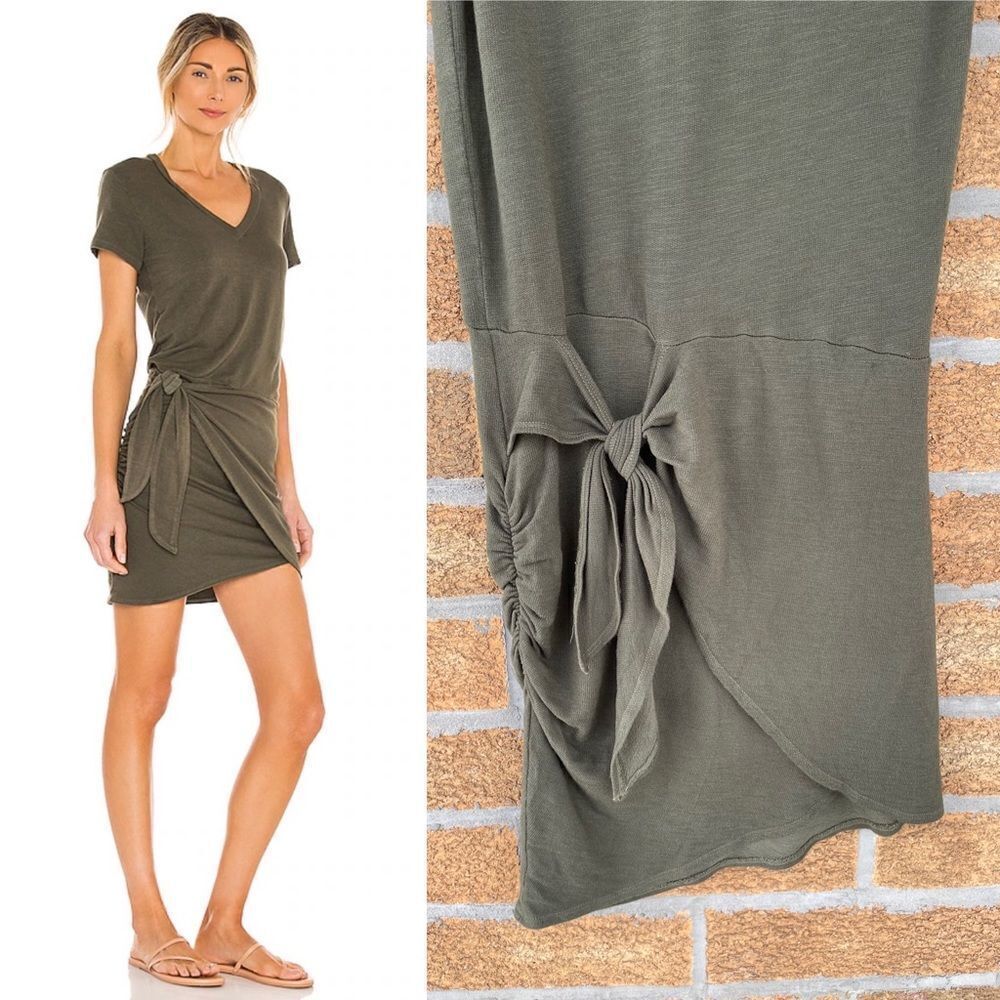 Monrow Supersoft V Dress in Hunter Green M - Picture 4 of 11